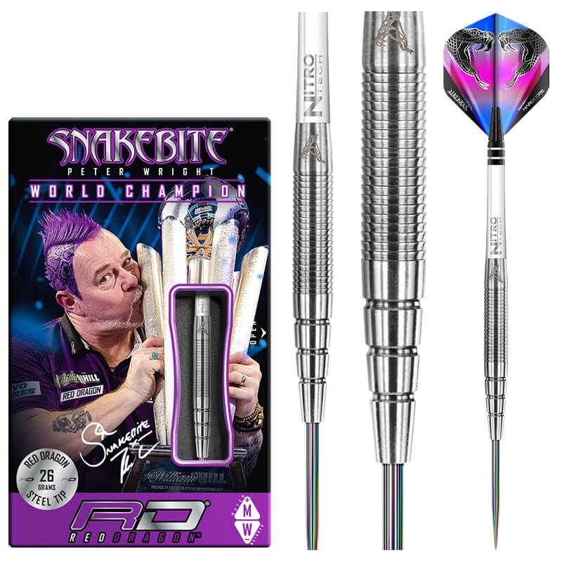 RED DRAGON Peter Wright Snakebite PL15 Darts – 90% Tungsten – 26g