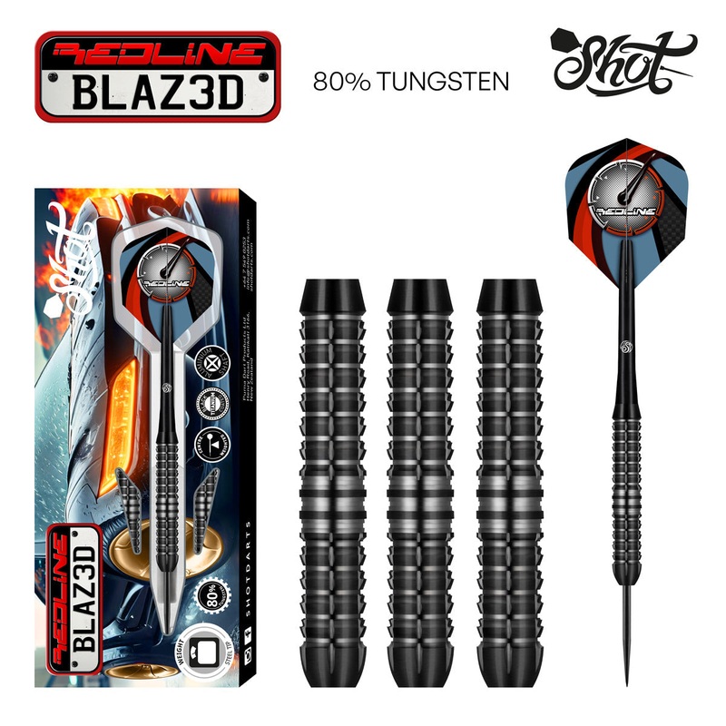 SHOT – Redline BLAZ3D Steel Tip Dart Set – 80%Tungsten – 26g