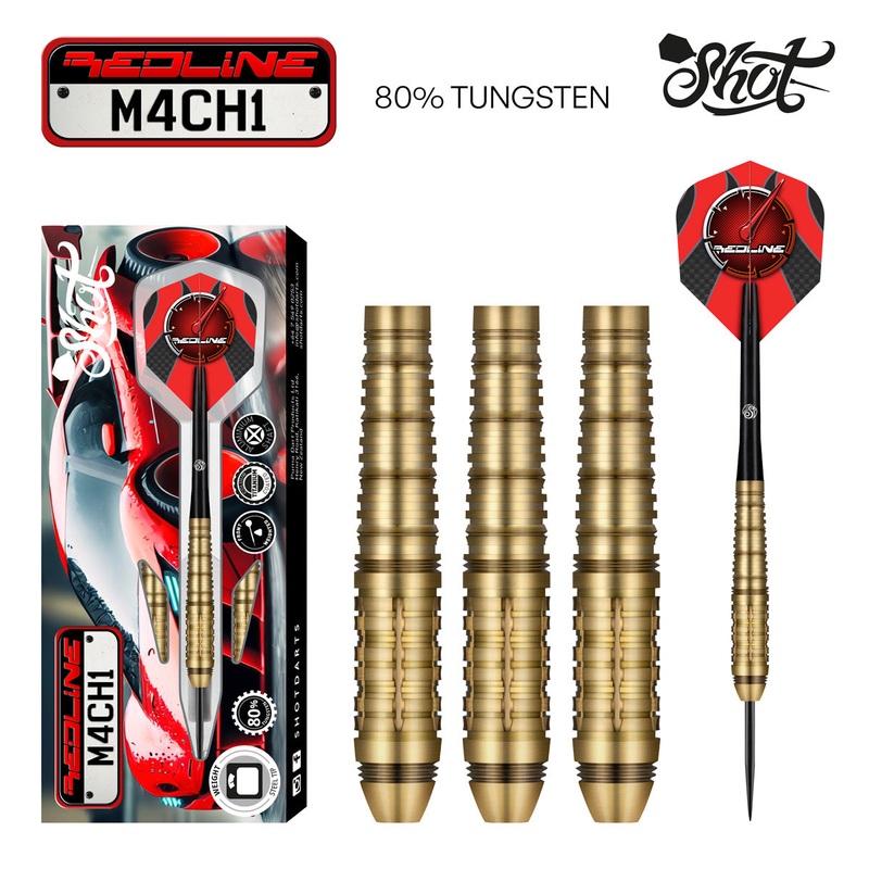 SHOT – Redline M4CH1 Steel Tip Dart Set – 80%Tungsten – 26g