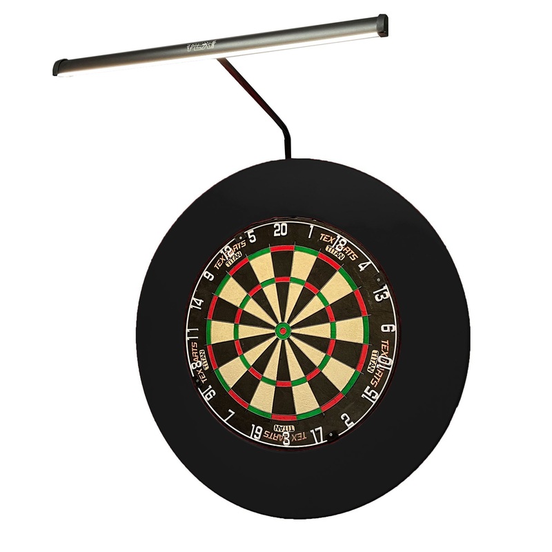 TEX – APOLLO Dartboard LIGHTING + Titan DARTBOARD + BLACK SURROUND Deal
