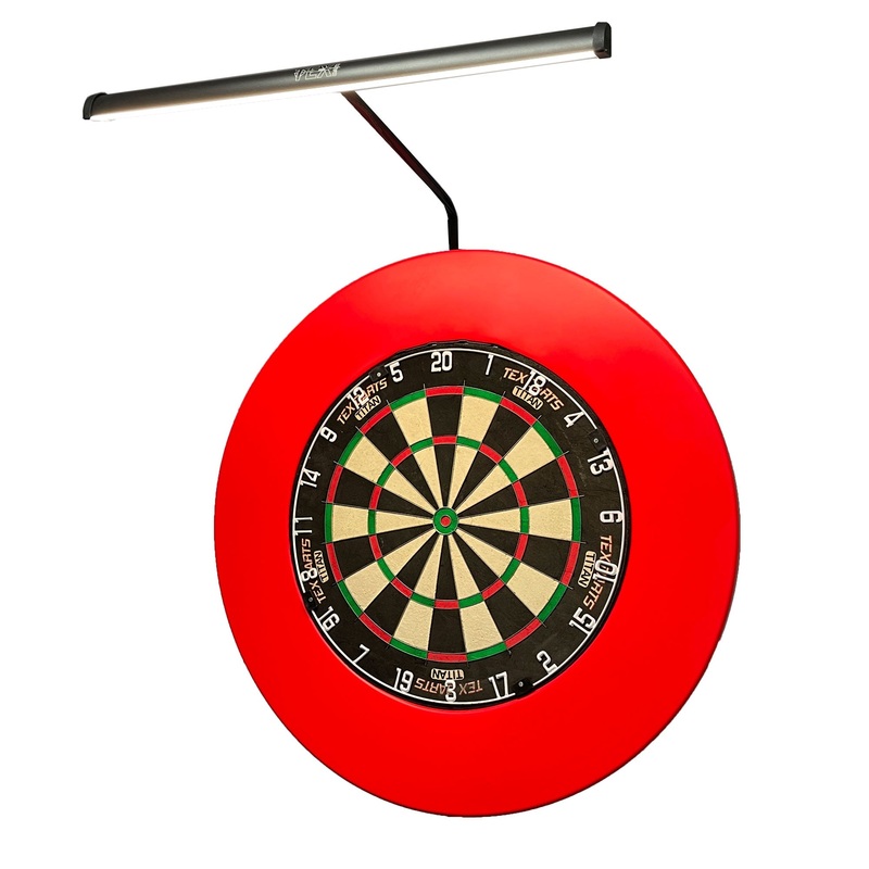 TEX – APOLLO Dartboard LIGHTING + Titan DARTBOARD + RED SURROUND Deal