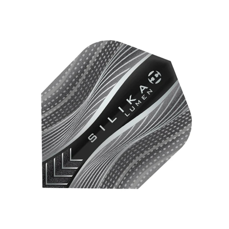 HARROWS – Silika Lumen Dart Flights – Black and Sliver – Standard Small NO6 Shape