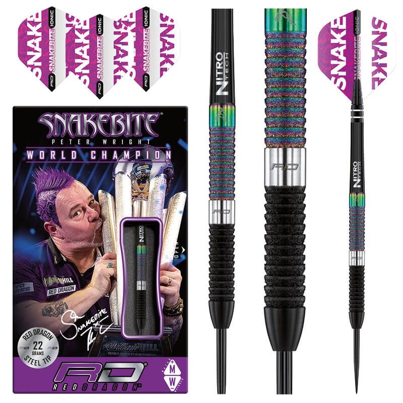 RED DRAGON Peter Wright Snakebite WC Diamond Fusion Darts – 90% Tungsten – 22g