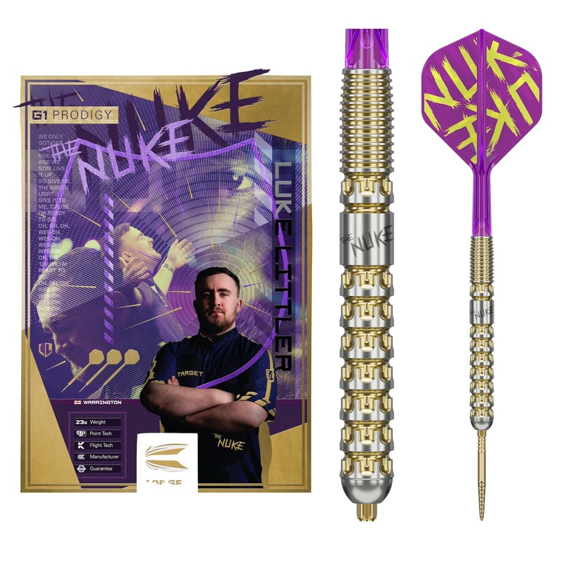 TARGET – Luke Littler G1 Prodigy Swiss Point Steel Tip Darts – 90% Tungsten – 23g