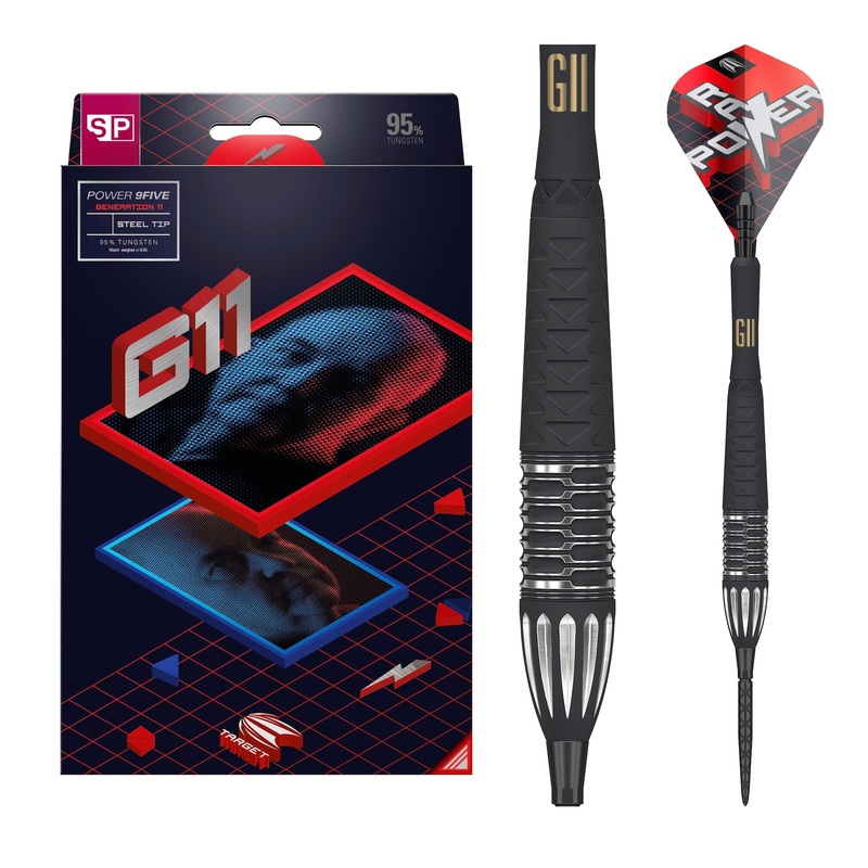 TARGET – Phil Taylor Raw Power G11 Swiss Point Steel Tip Darts – 95% Tungsten – 26g
