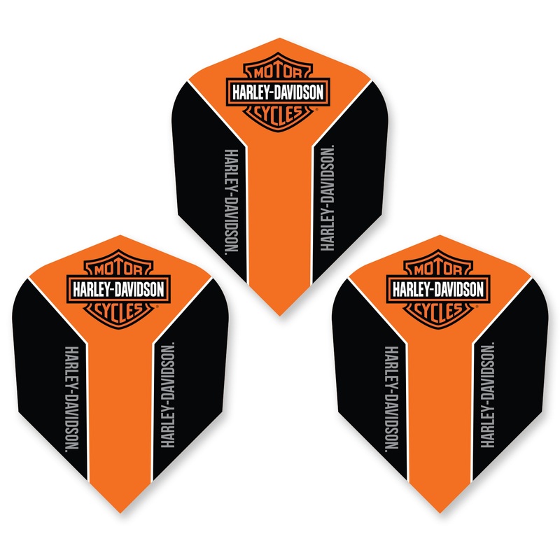 HARLEY DAVIDSON – Official Licensed Dart Flights – ORANGE AND BLACK  – Standard Size – 100 Micron