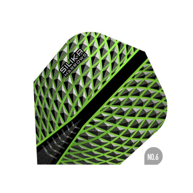 HARROWS – Silika Dart Flights – Green – Standard Small NO6 Shape