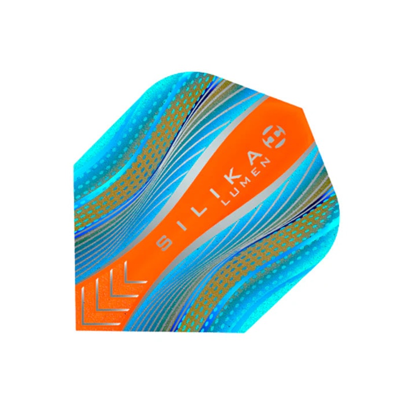HARROWS – Silika Lumen Dart Flights – Aqua and Orange – Standard Small NO6 Shape