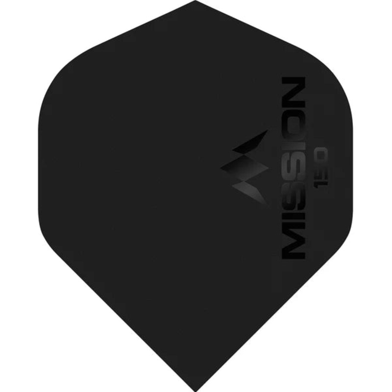MISSION – Logo 150 No2 Size Dart Flights – 150 MICRON Extra Thick – BLACK