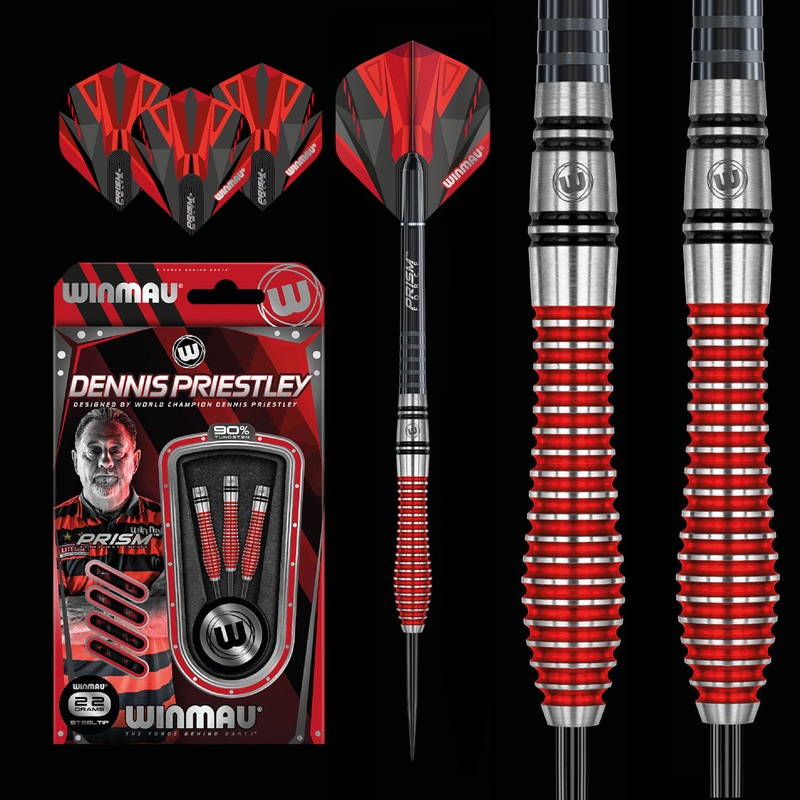 WINMAU Dennis Priestley Special Edition RED Darts – 90% Tungsten – 24g