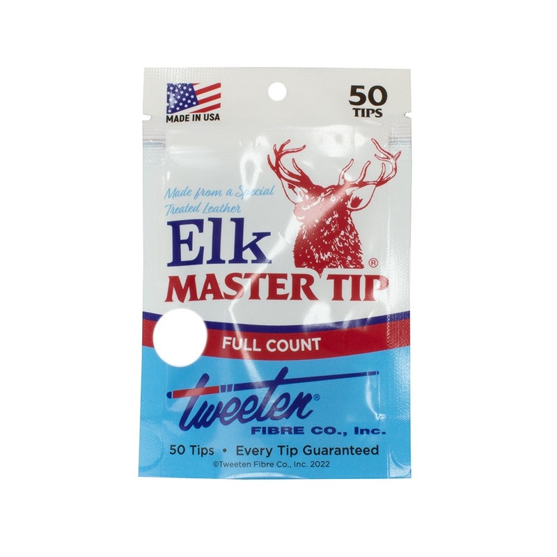 Elk Master Treated Leather Cue Tips 50 Pack – Glue On 9mm