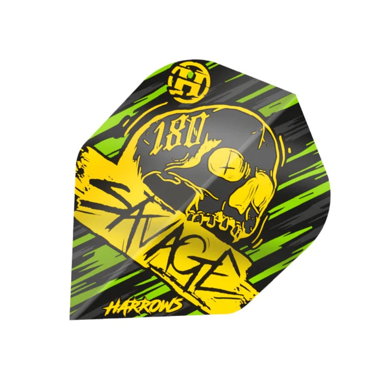HARROWS – SAVAGE Flights – Standard Small NO2 Shape – YELLOW/GREEN