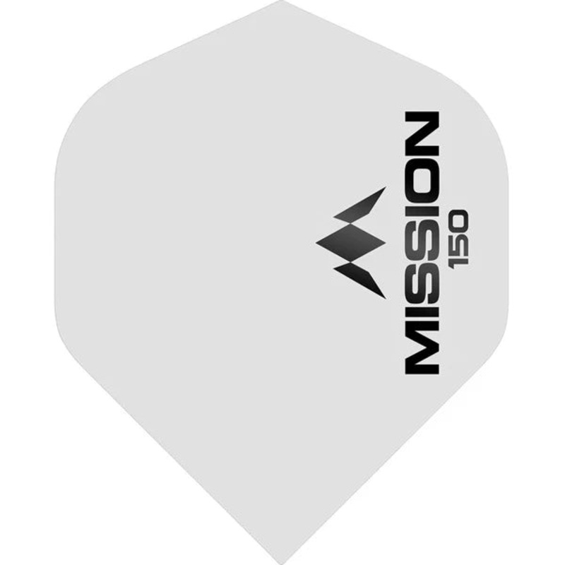 MISSION – Logo 150 No2 Size Dart Flights – 150 MICRON Extra Thick – WHITE