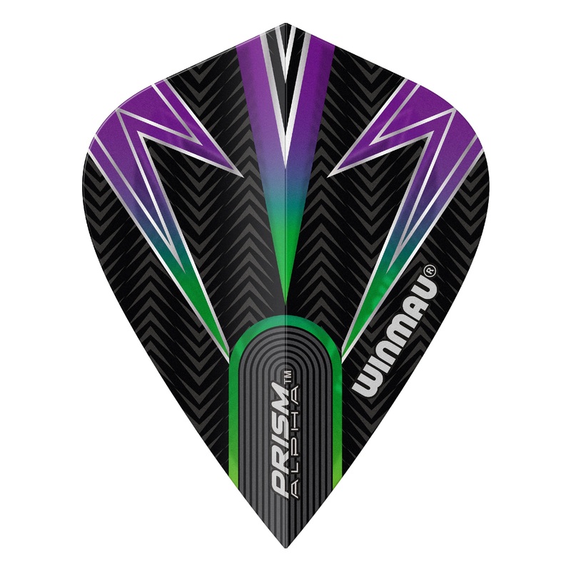 WINMAU – Prism Alpha Black Green Purple Flights – Kite Shape