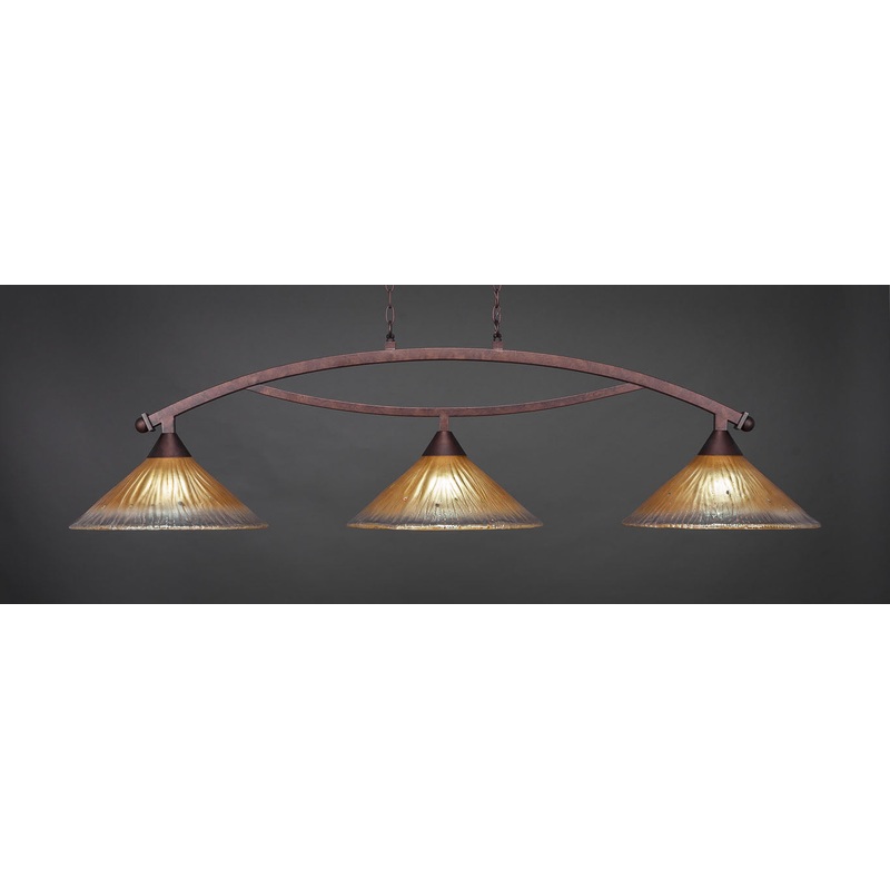 Toltec Bow Bronze 3 Lights AMBER CRYSTAL 873-BRZ-710