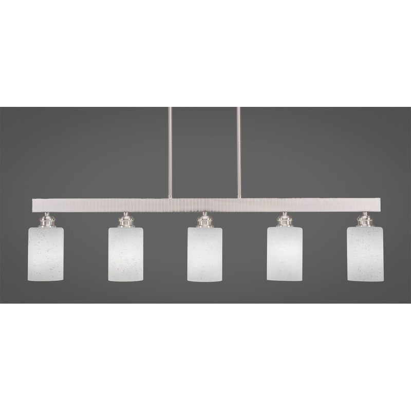 Toltec Edge Brushed Nickel 5 Lights White Muslin 1185-BN-310