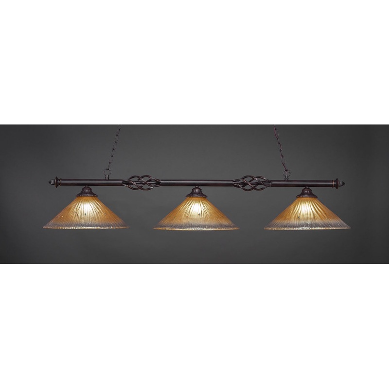Toltec Elegant Dark Granite 3 Lights Amber Crystal 863-DG-710
