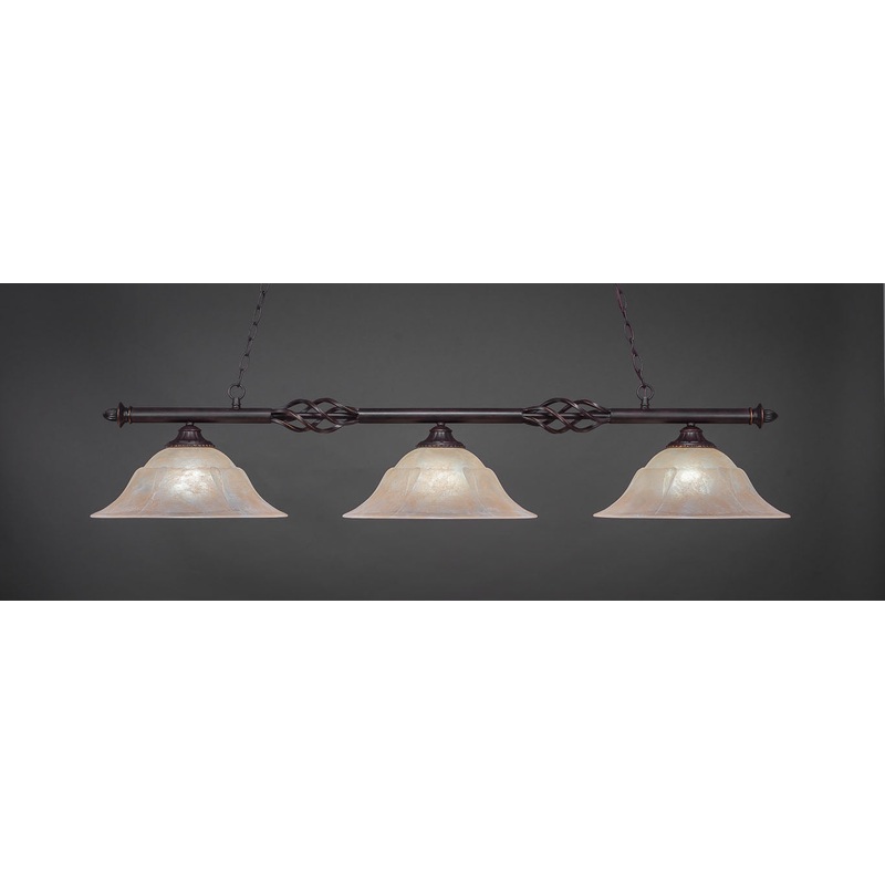 Toltec Elegant Dark Granite 3 Lights Amber Marble 863-DG-53613