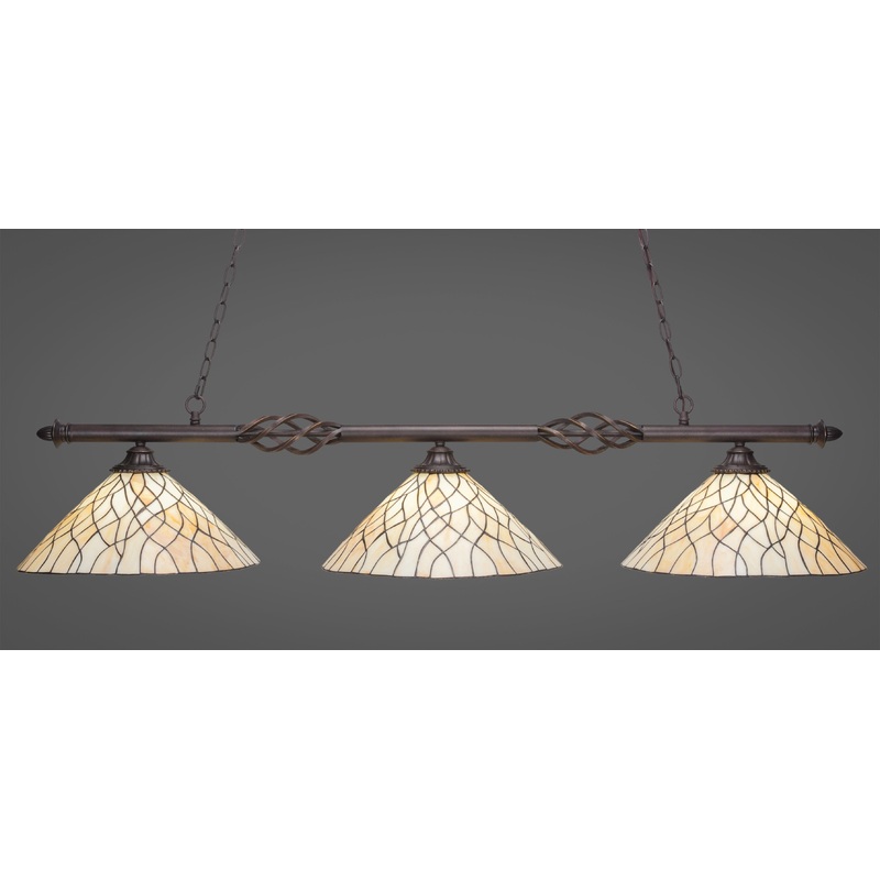 Toltec Elegant Dark Granite 3 Lights Art Glass 863-DG-911