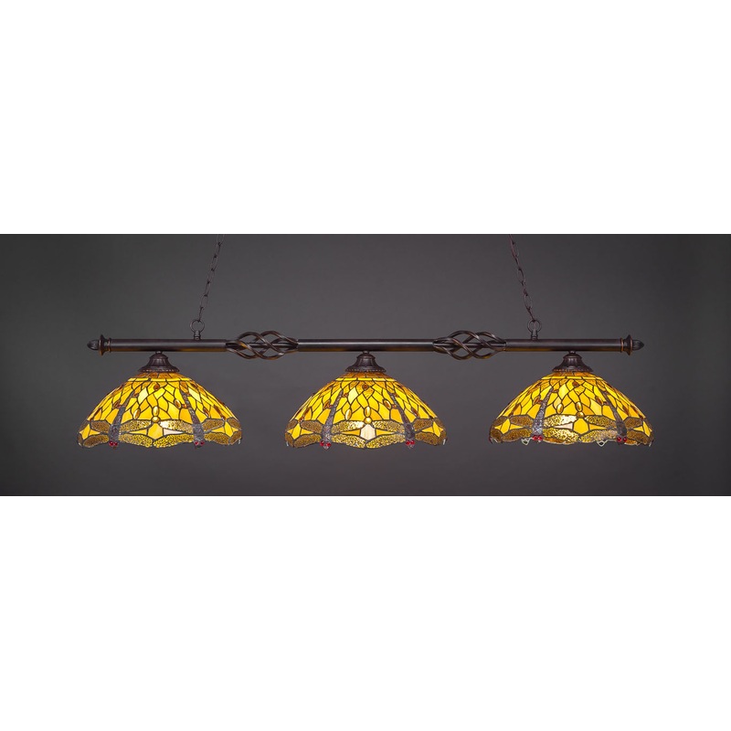 Toltec Elegant Dark Granite 3 Lights Art Glass 863-DG-946