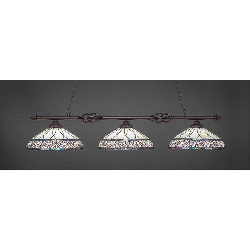 Toltec Elegant Dark Granite 3 Lights Art Glass 863-DG-948