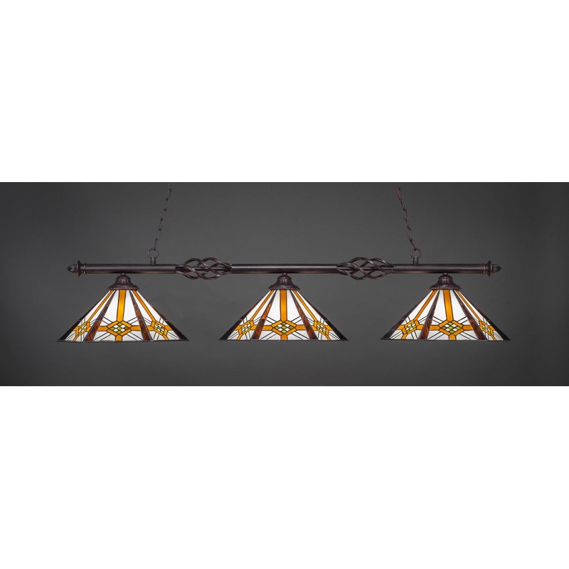 Toltec Elegant Dark Granite 3 Lights Art Glass 863-DG-961