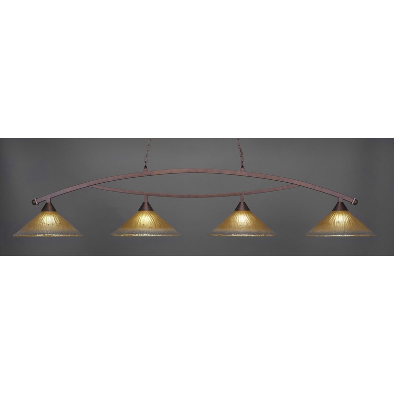 Toltec Bow Bronze 4 Lights AMBER CRYSTAL 874-BRZ-710