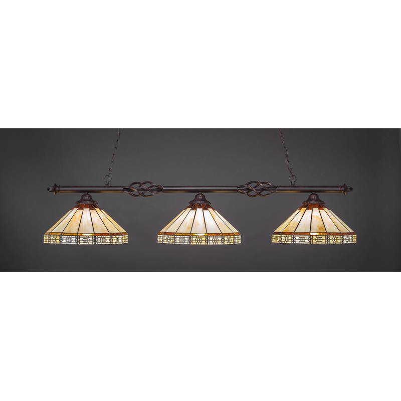 Toltec Elegant Dark Granite 3 Lights Art Glass 863-DG-964