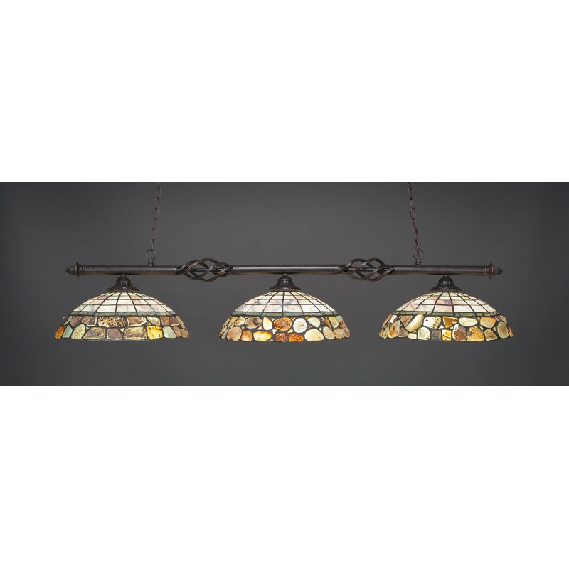 Toltec Elegant Dark Granite 3 Lights COBBLESTONE Art Glass863-DG-973