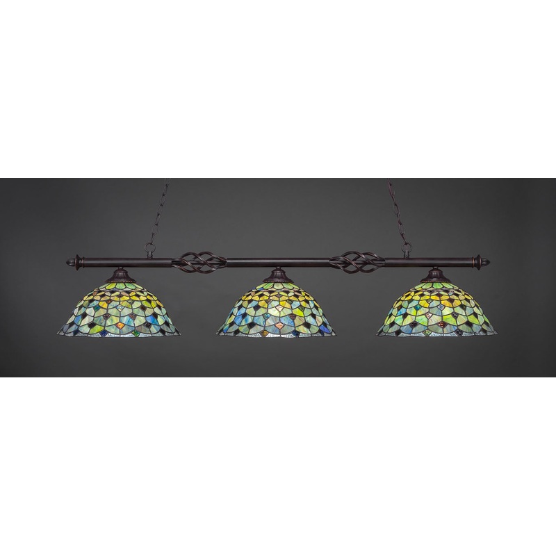 Toltec Elegant Dark Granite 3 Lights CRESCENT Art Glass 863-DG-996