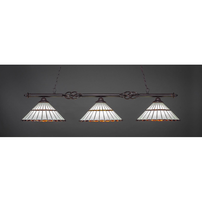 Toltec Elegant Dark Granite 3 Lights HONEY Art Glass 863-DG-974