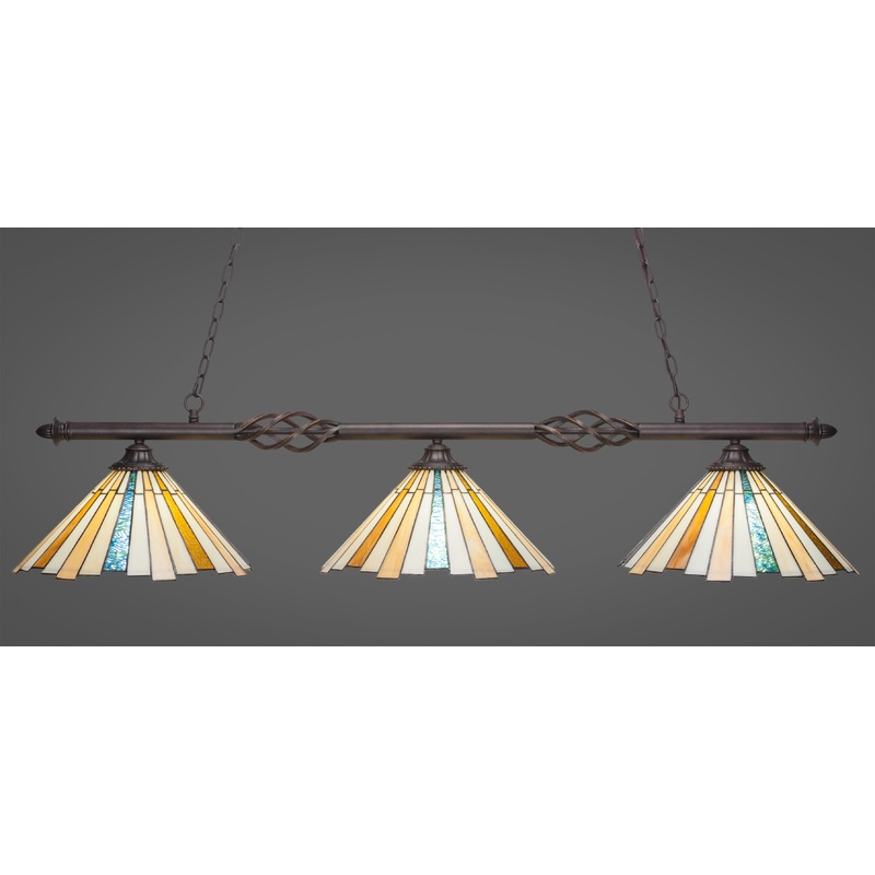 Toltec Elegant Dark Granite3 Lights SEQUOIA Art Glass 863-DG-933