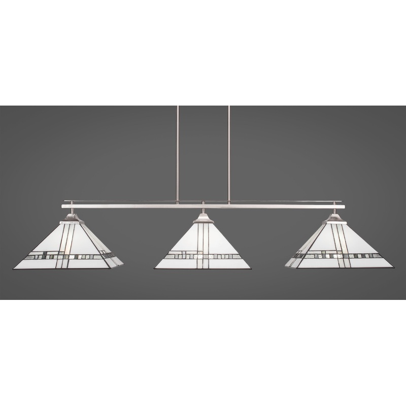 Toltec Odyssey Brushed Nickel 3 Lights “NEW DECO” Art Glass 2643-BN-955