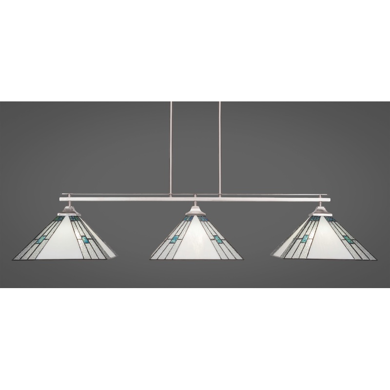 Toltec Odyssey Brushed Nickel 3 Lights SQUARE ICE Art Glass 2643-BN-953