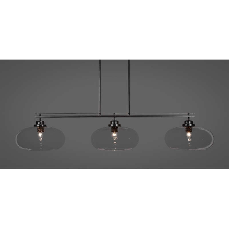 Toltec Odyssey Matte Black 3 Lights Clear Bubble 2633-MB-206