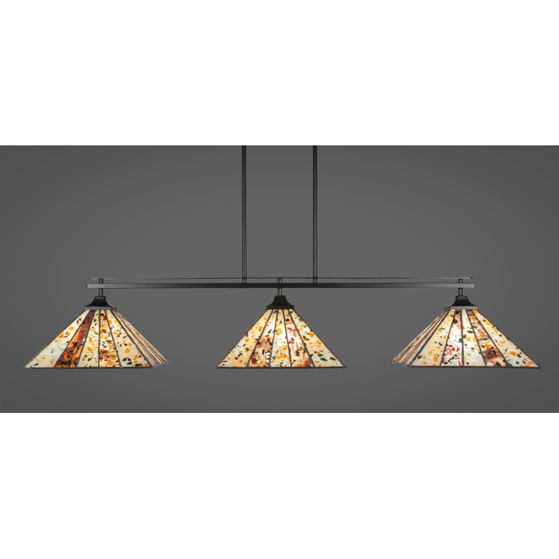 Toltec Odyssey Matte Black 3 Lights “FIESTA”  Art Glass 2643-MB-956