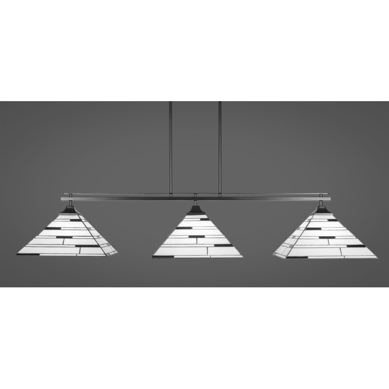Toltec Odyssey Matte Black 3 Lights “PEARL EBONY” Art Glass 2643-MB-952