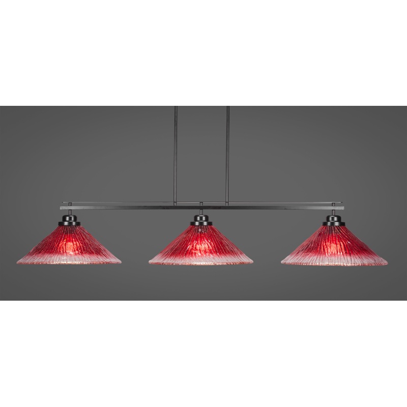 Toltec Odyssey Matte Black 3 Lights Raspberry Crystal 2633-MB-716