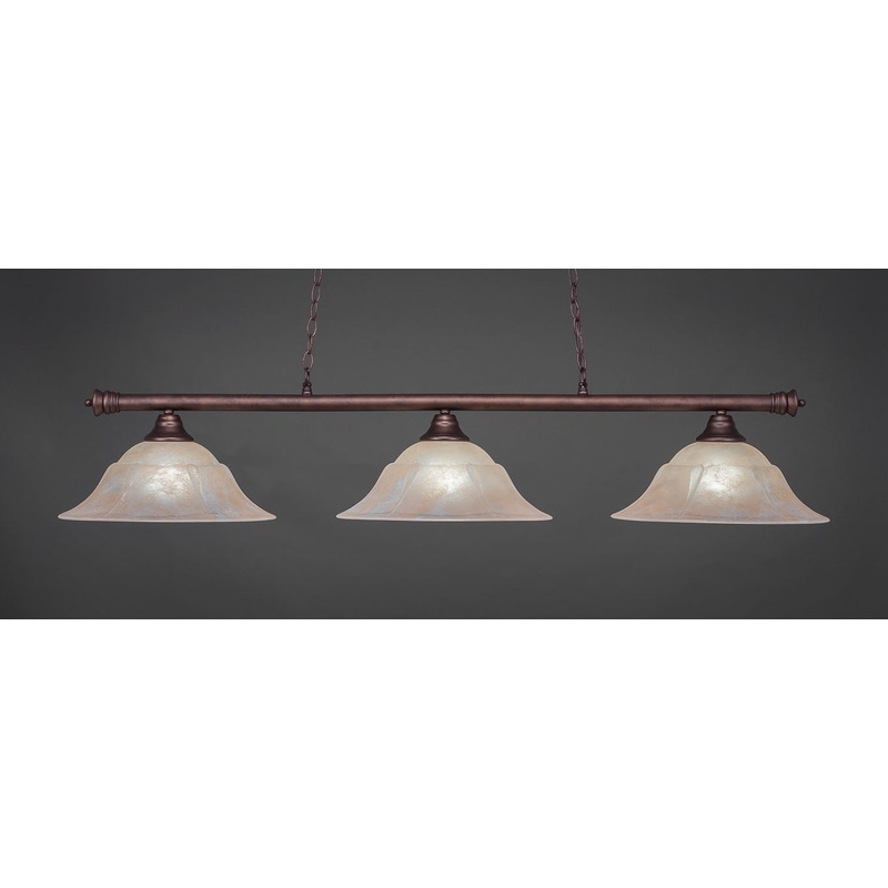 Toltec Oxford Bronze 3 Lights AMBER MARBLE Glass 373-BRZ-53613