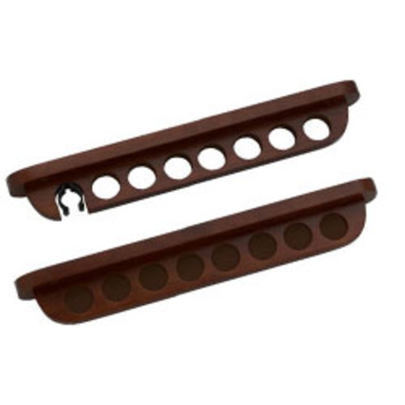 Cuestix Chocolate Wall Rack w/ clip for Bridge, Holds 7 Cues