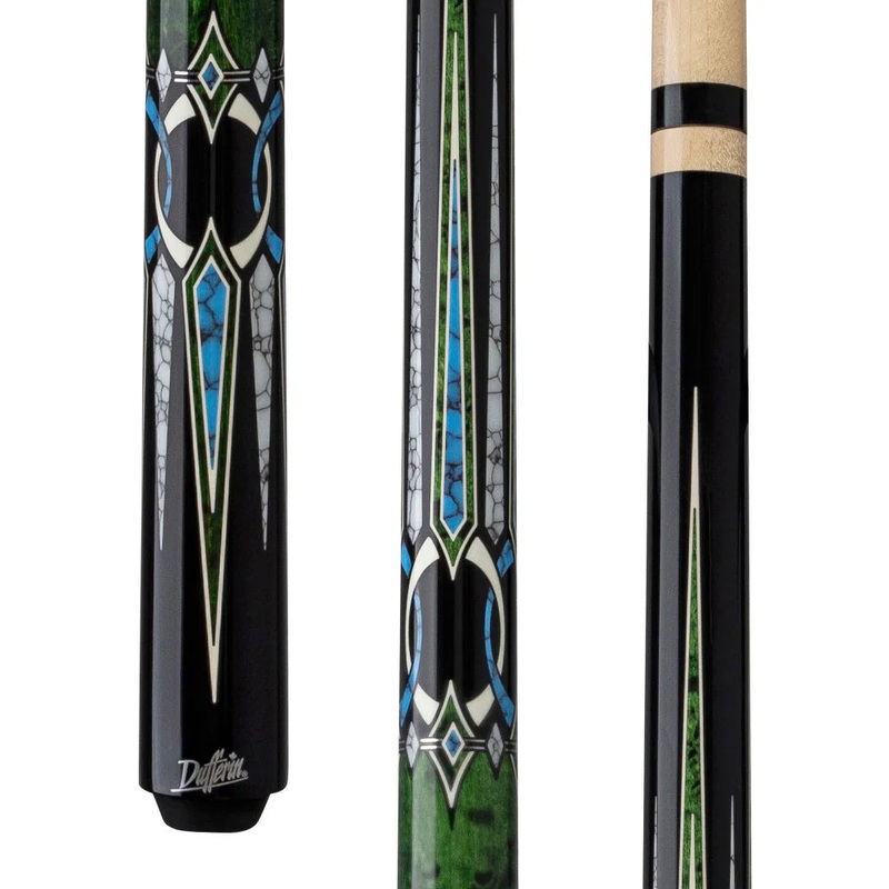 Dufferin D-547 Green Stain Curly & Blue Pool Cue – Wrapless