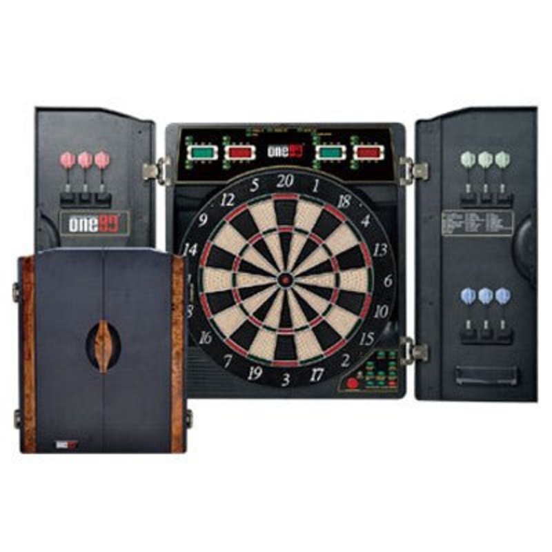 Premium Electronic Soft Tip Dartboard With In-Built Cabinet