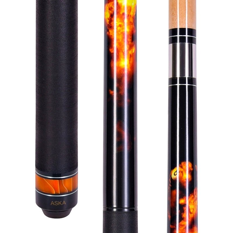 ASKA Jump Break Cue Stick JBC Fireball, 3-Piece Construction, Jump/Break Cue. 13mm Tip, Hard Rock Canadian Maple