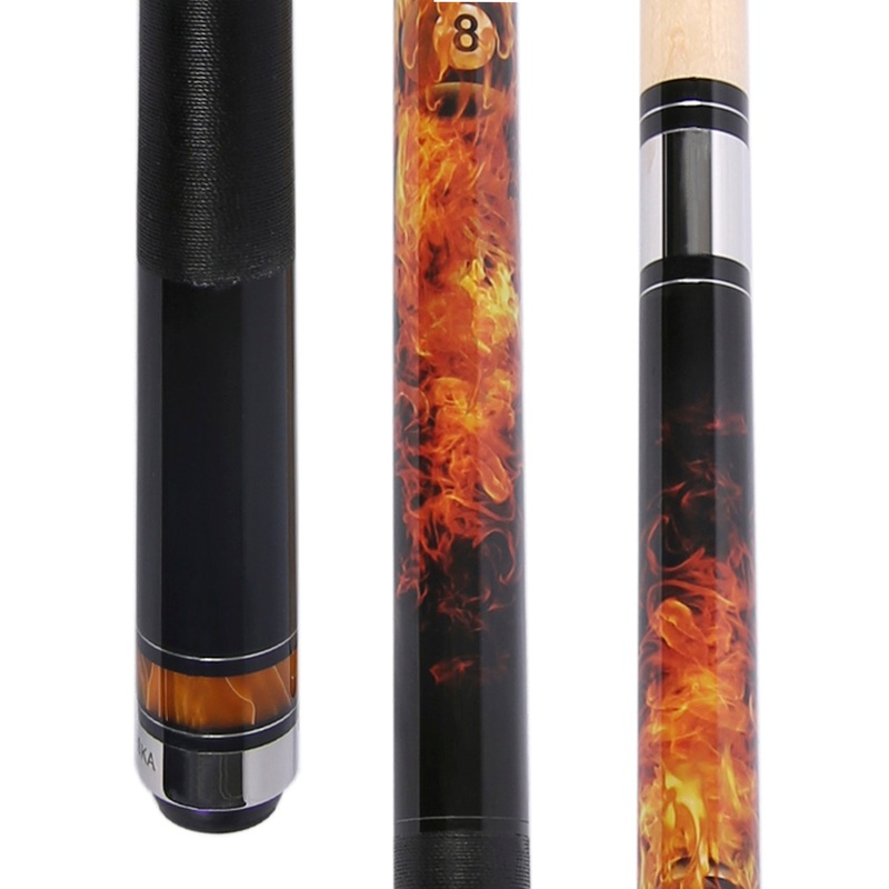 ASKA Jump Break Cue Stick JBCFB2 Fireball, 3-Piece Construction, Jump/Break Cue. 13mm Tip, Hard Rock Canadian Maple