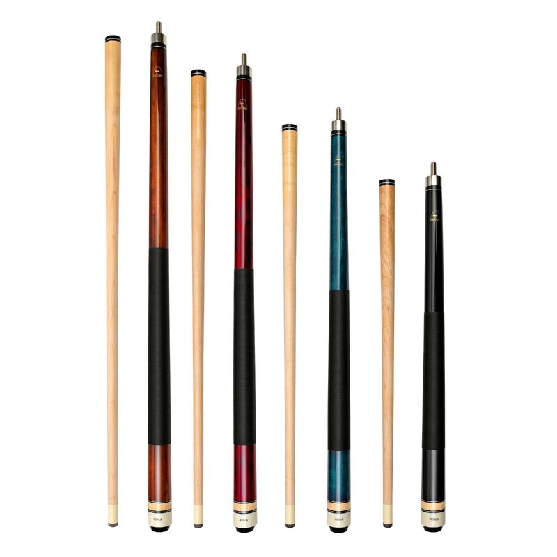 Aska Set of 4 Short Kids Pool Cue Sticks LCS, Stained Maple, Canadian Hardrock Maple Shaft, 13mm Tip, Mixed Lengths 36″,42″,48″,52″, LCS4