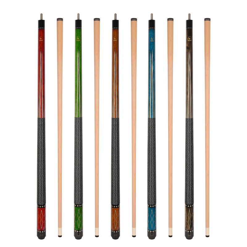 ASKA Set of 5 Pool Cue Sticks 58″, Hard Rock Canadian Maple, 13mm Hard Glued On Tip, Mixed Weights and Colors, L22S5