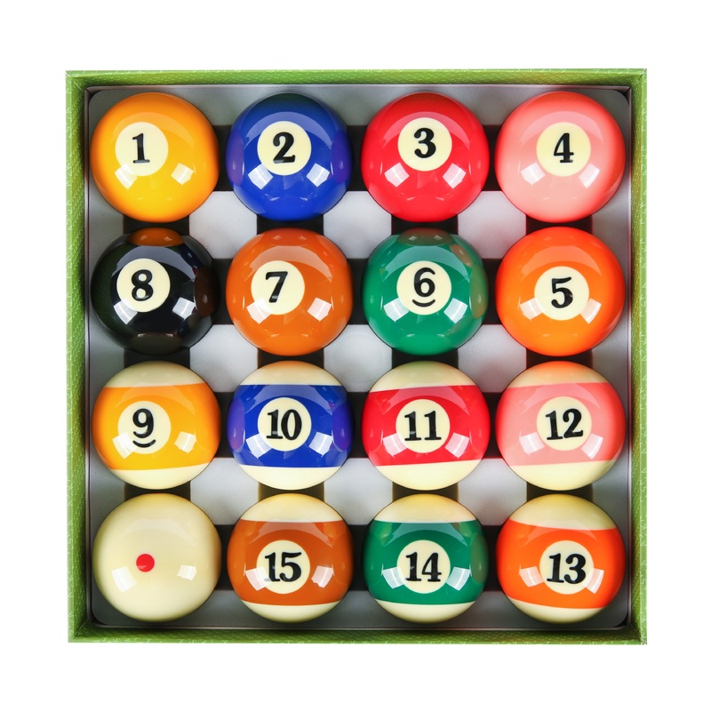Pool Boston Numbered Balls Set, 16 Balls Including a Cue Ball, 2 1/4 inch, PB03