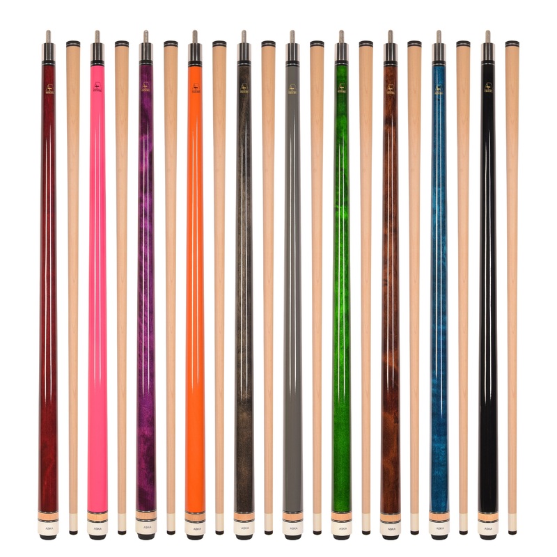 Set of 10 Aska L3 Pool Cue Sticks, 58″, 13mm Tip, Hard Rock Canadian Maple Shaft, Wrapless, L3S10