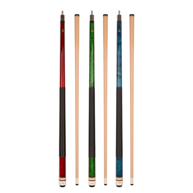 Set of 3 Aska L2 Billiard Pool Cues, 58″ Hard Rock Canadian Maple, 13mm Leather Tip, Mixed Weights, L2S3