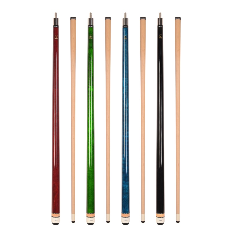 Set of 4 Aska L3 Pool Cue Sticks, 58″, 13mm Tip, Hard Rock Canadian Maple Shaft, Wrapless, L3S4